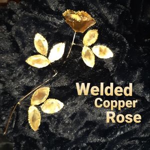 Hand Welded Copper Rose With Bead Detail